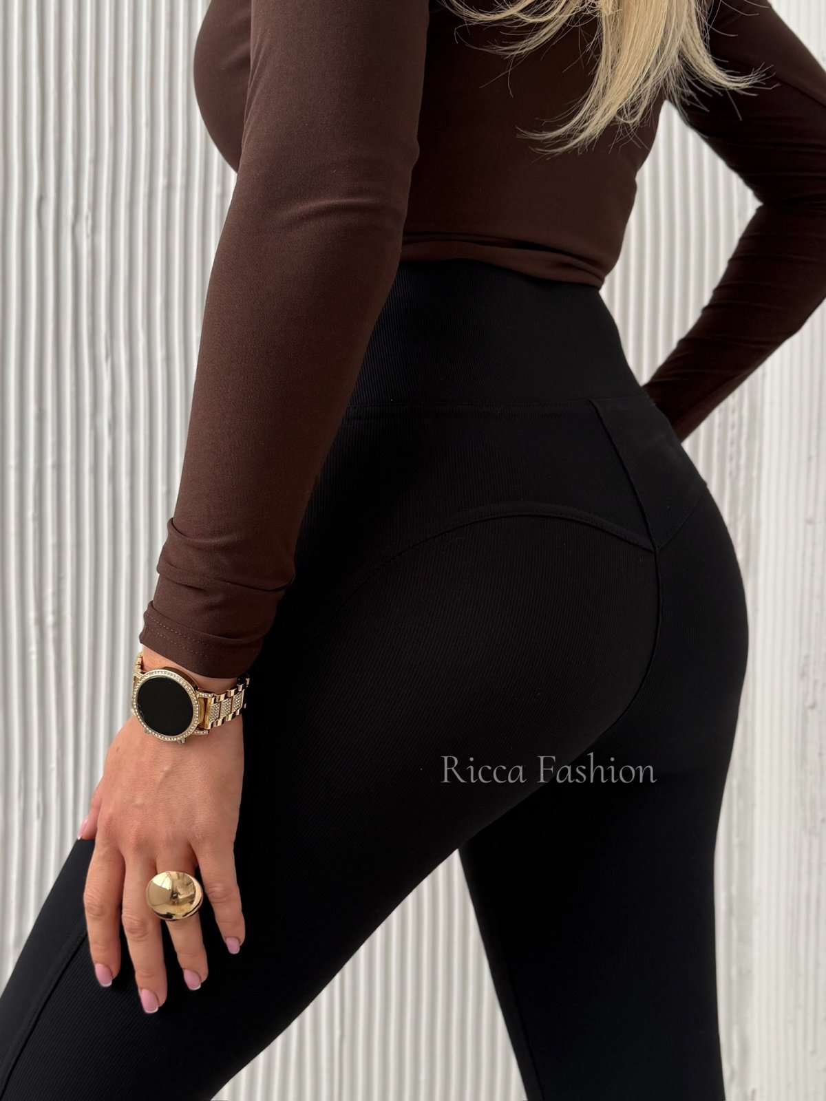 Legginsy prążkowane CASADEI push up, black