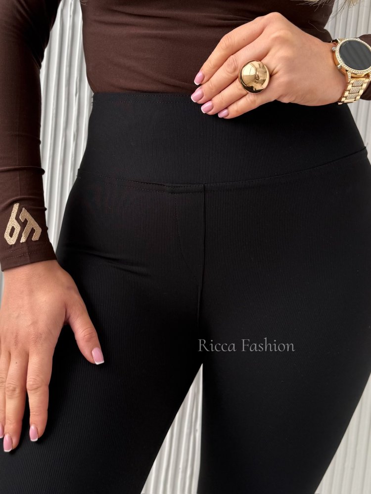 Legginsy prążkowane CASADEI push up, black