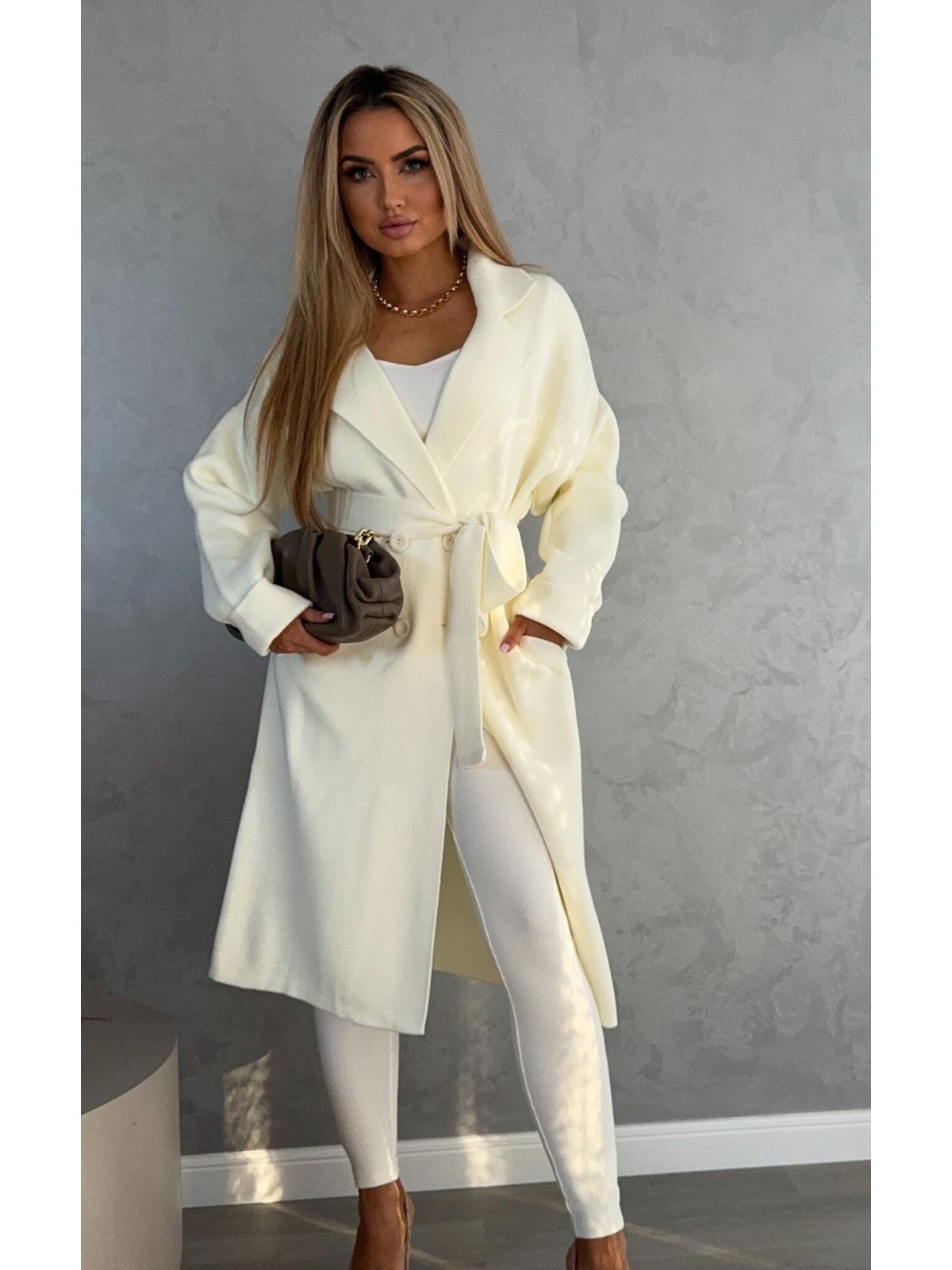 Płaszcz swetrowy SENSUS, ecru