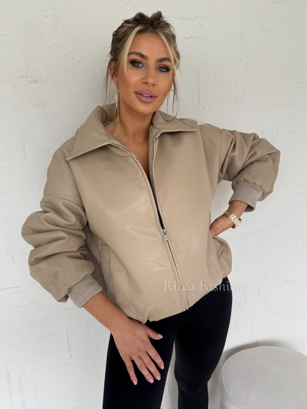 Bomberka skórzana LISBON, beige