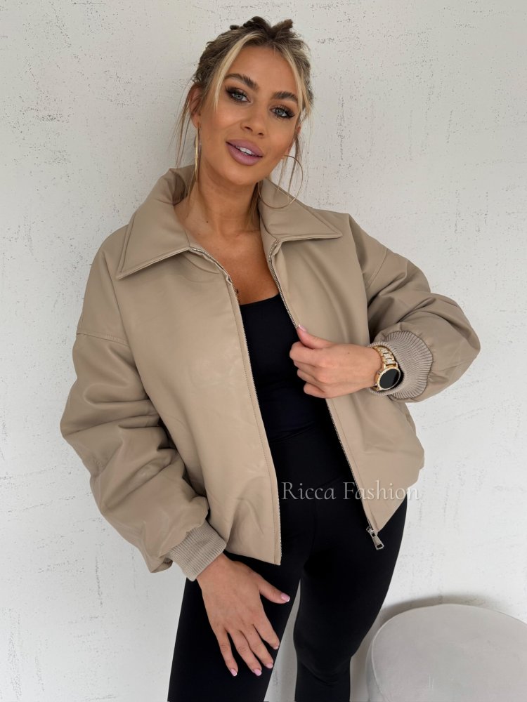 Bomberka skórzana LISBON, beige