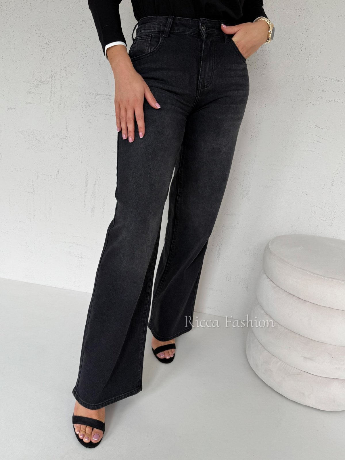 Spodnie straight leg SAVI, black