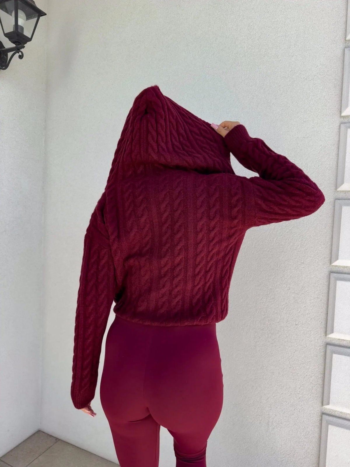 Sweter BOMBERKA KAPTUR ONE, bordo