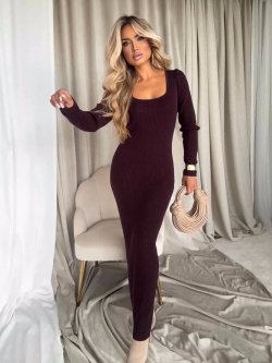 Sukienka z kaszmirem COYA, czekolada