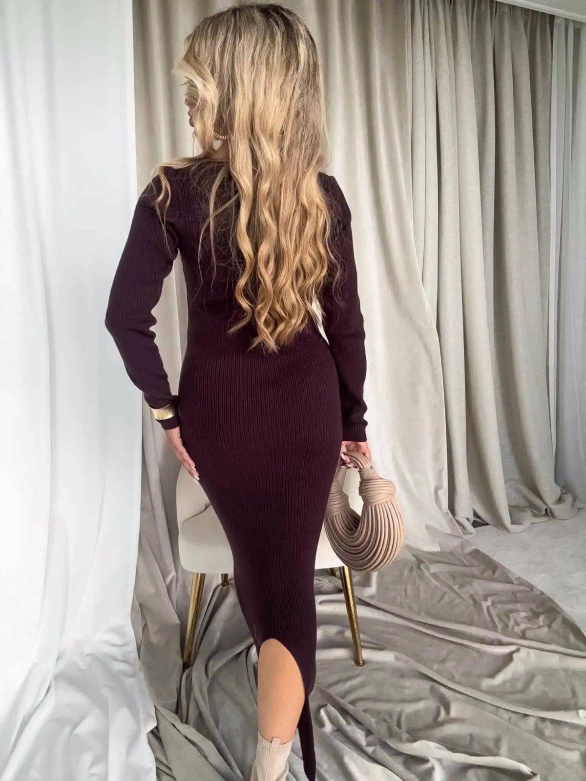 Sukienka z kaszmirem COYA, czekolada