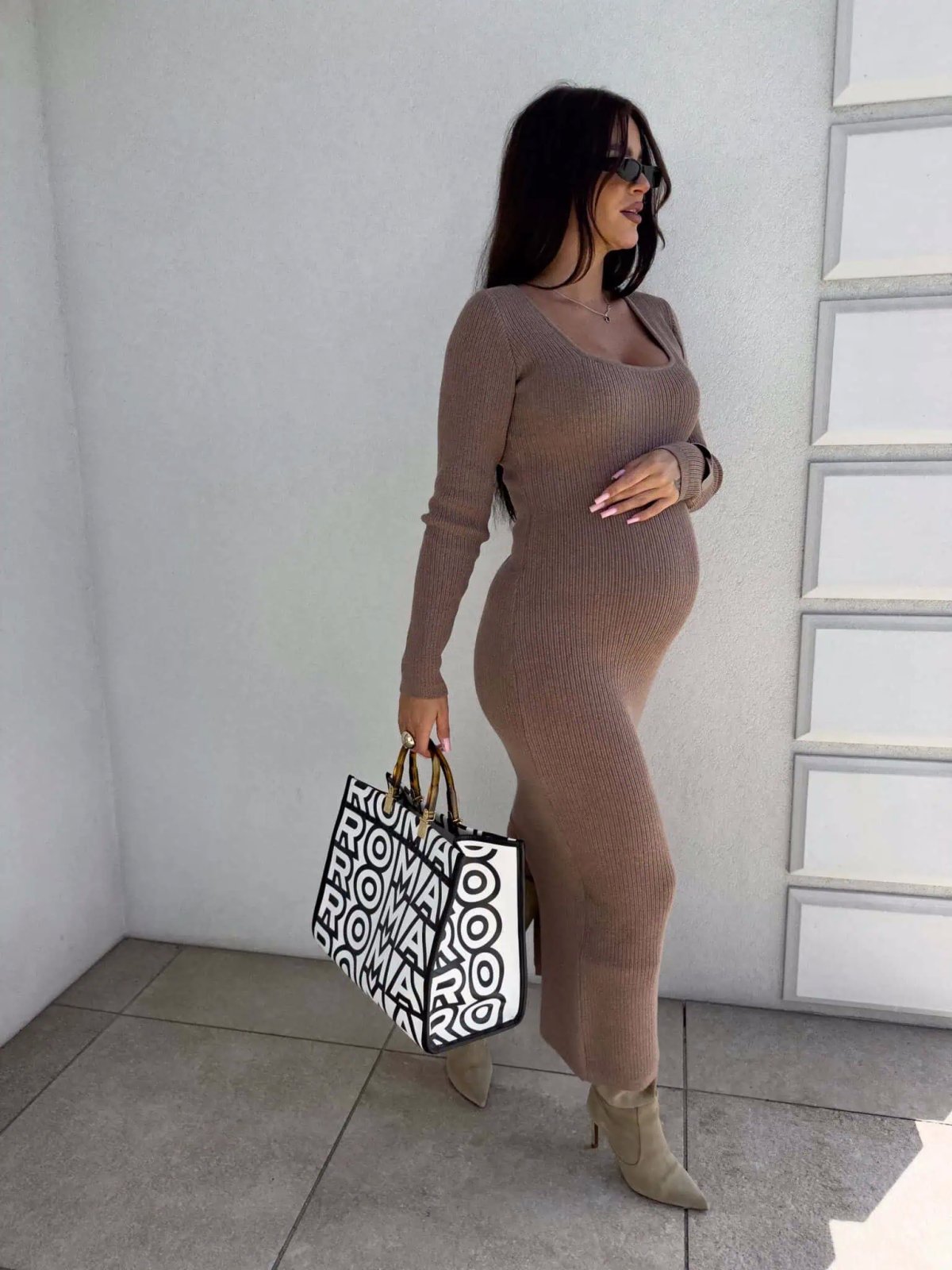 Sukienka z kaszmirem COYA, mokka