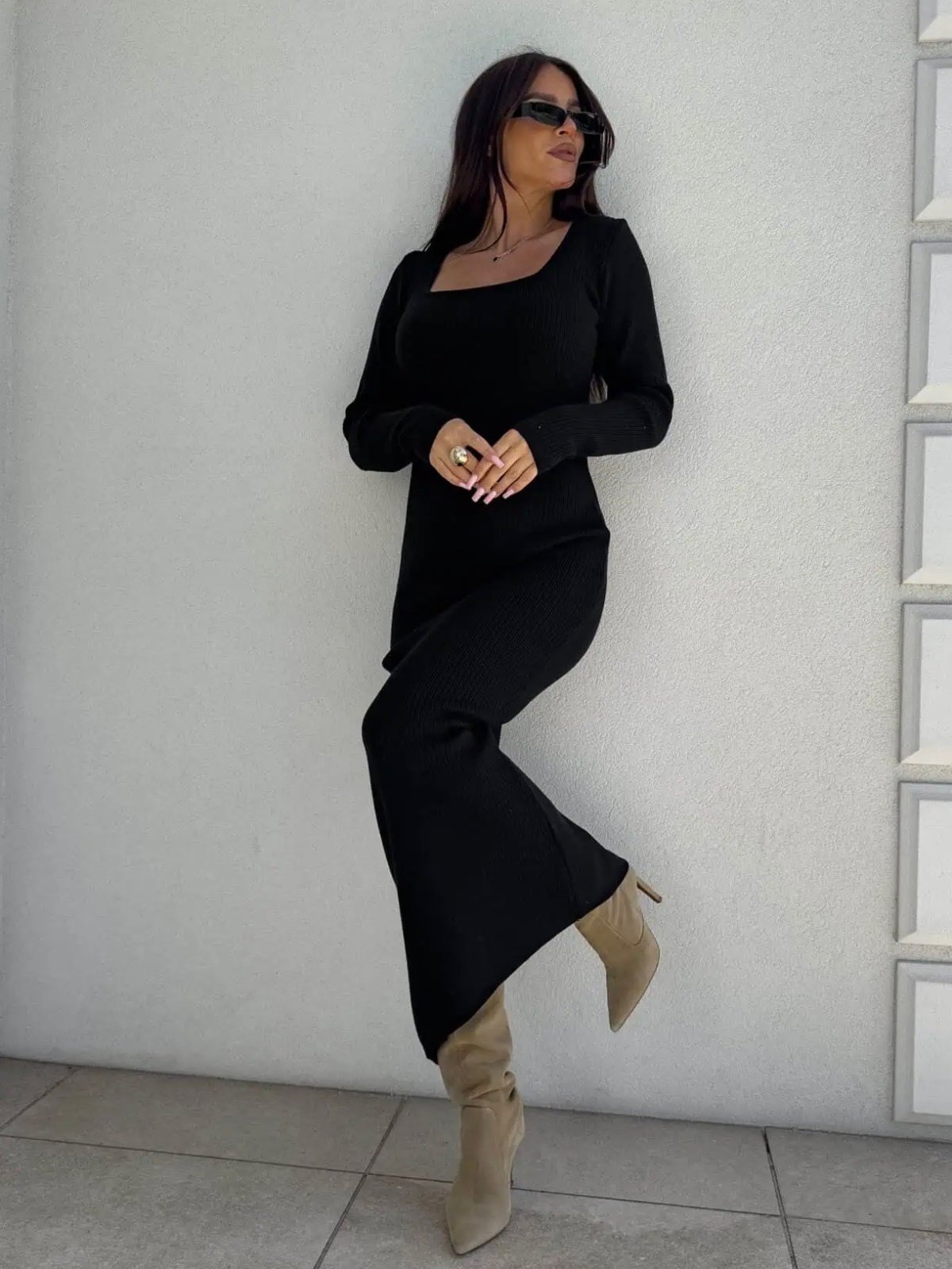 Sukienka z kaszmirem COYA, czarna