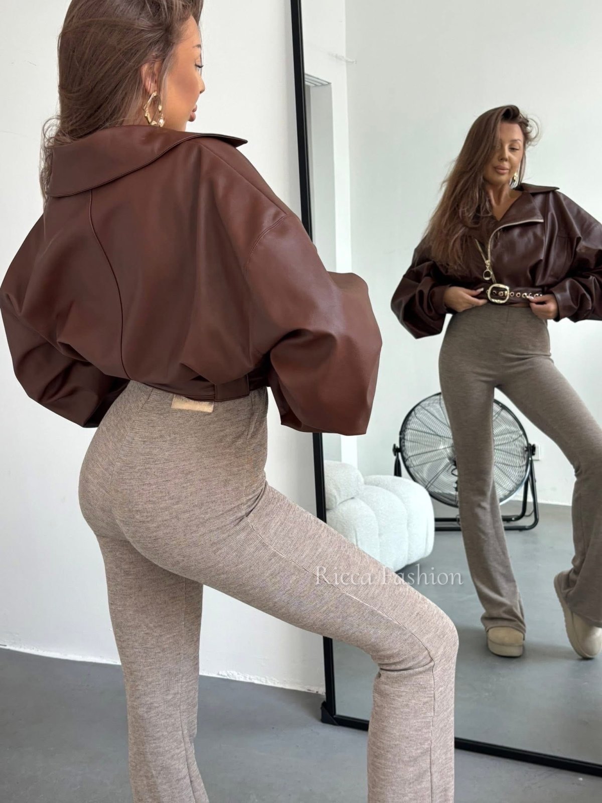 Ramoneska skórzana LOTTI, brown