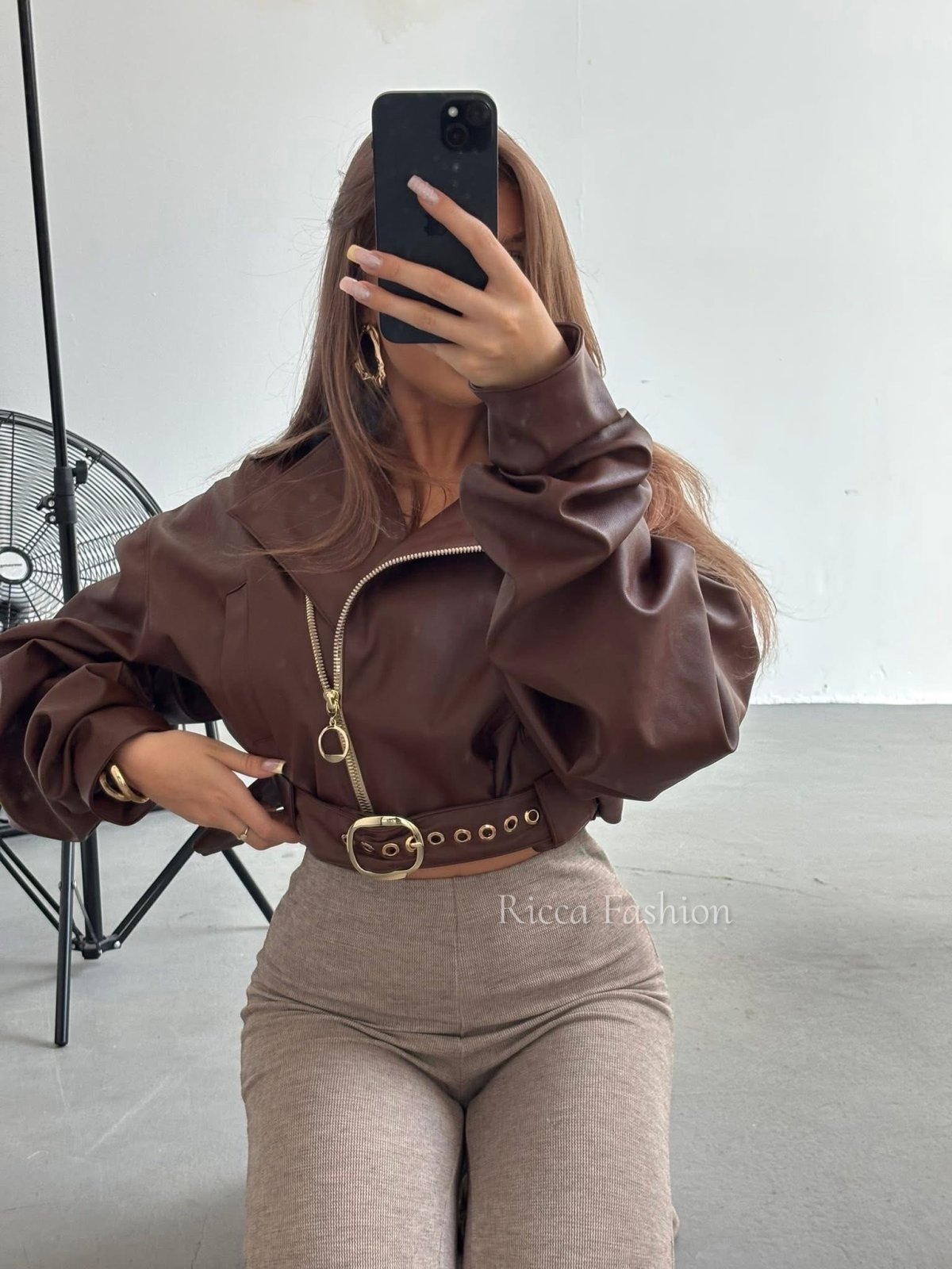 Ramoneska skórzana LOTTI, brown