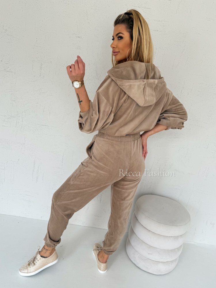 Komplet welurowy PAOLO by Ricca, light carmel