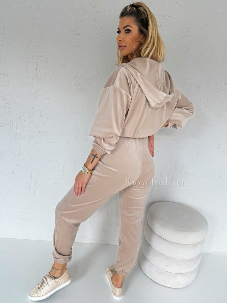 Komplet welurowy PAOLO by Ricca, beż