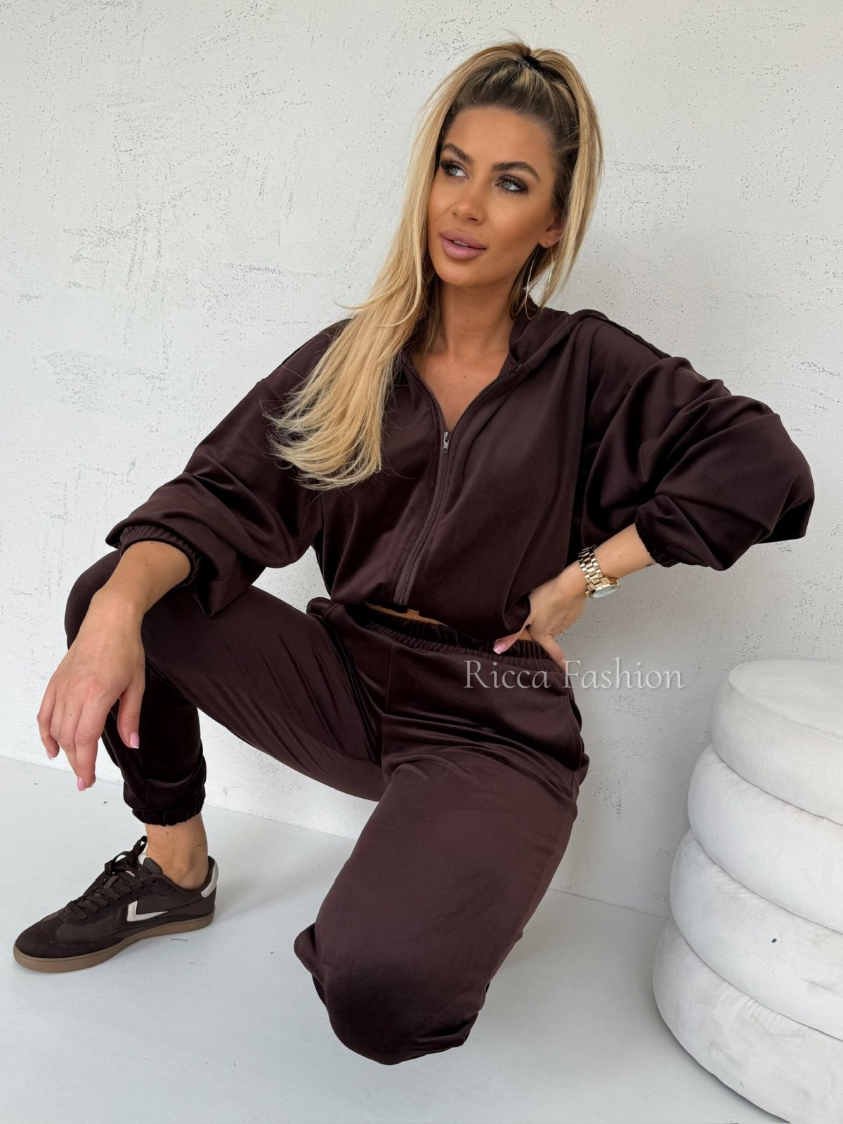 Komplet welurowy PAOLO by Ricca, chocolate