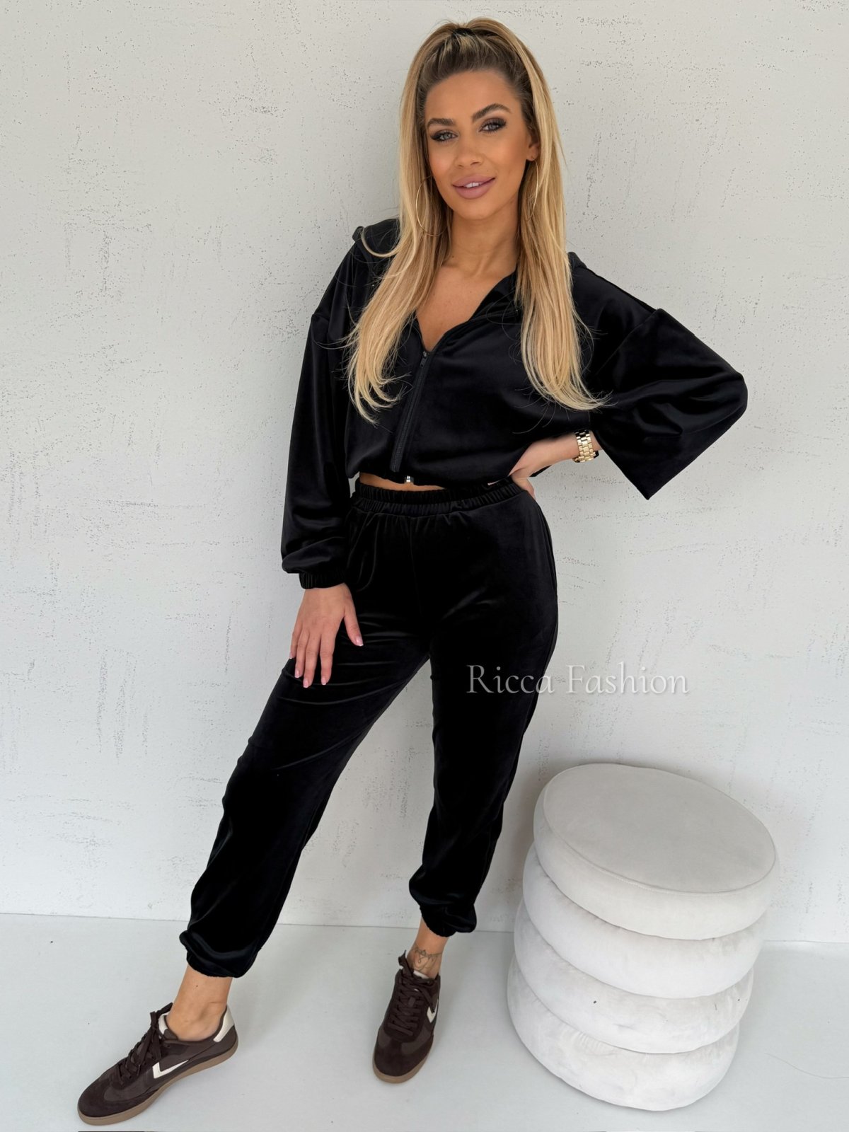 Komplet welurowy PAOLO by Ricca, black