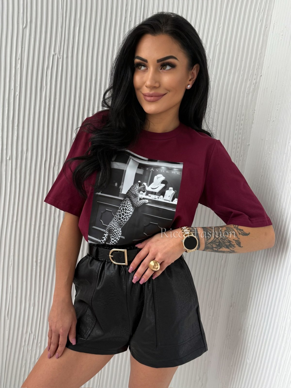 T-shirt LAMPARTO, burgund