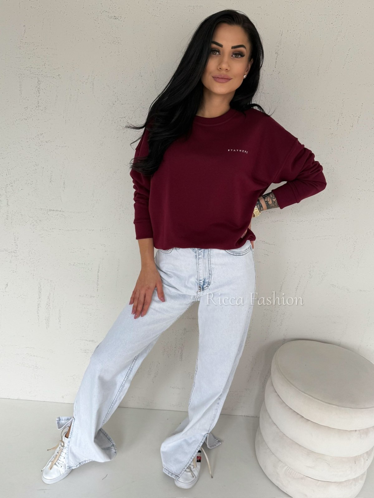 Bluza bawełniana MAVI, bordo