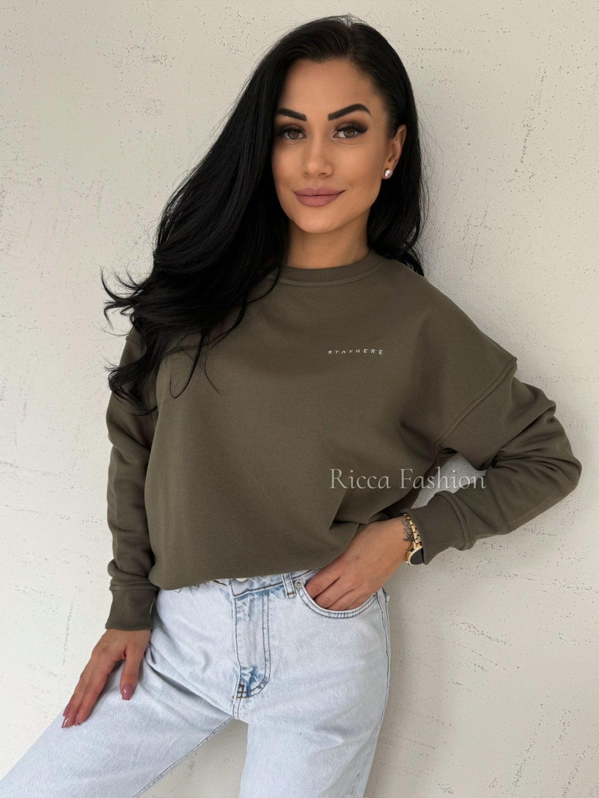 Bluza bawełniana MAVI, khaki
