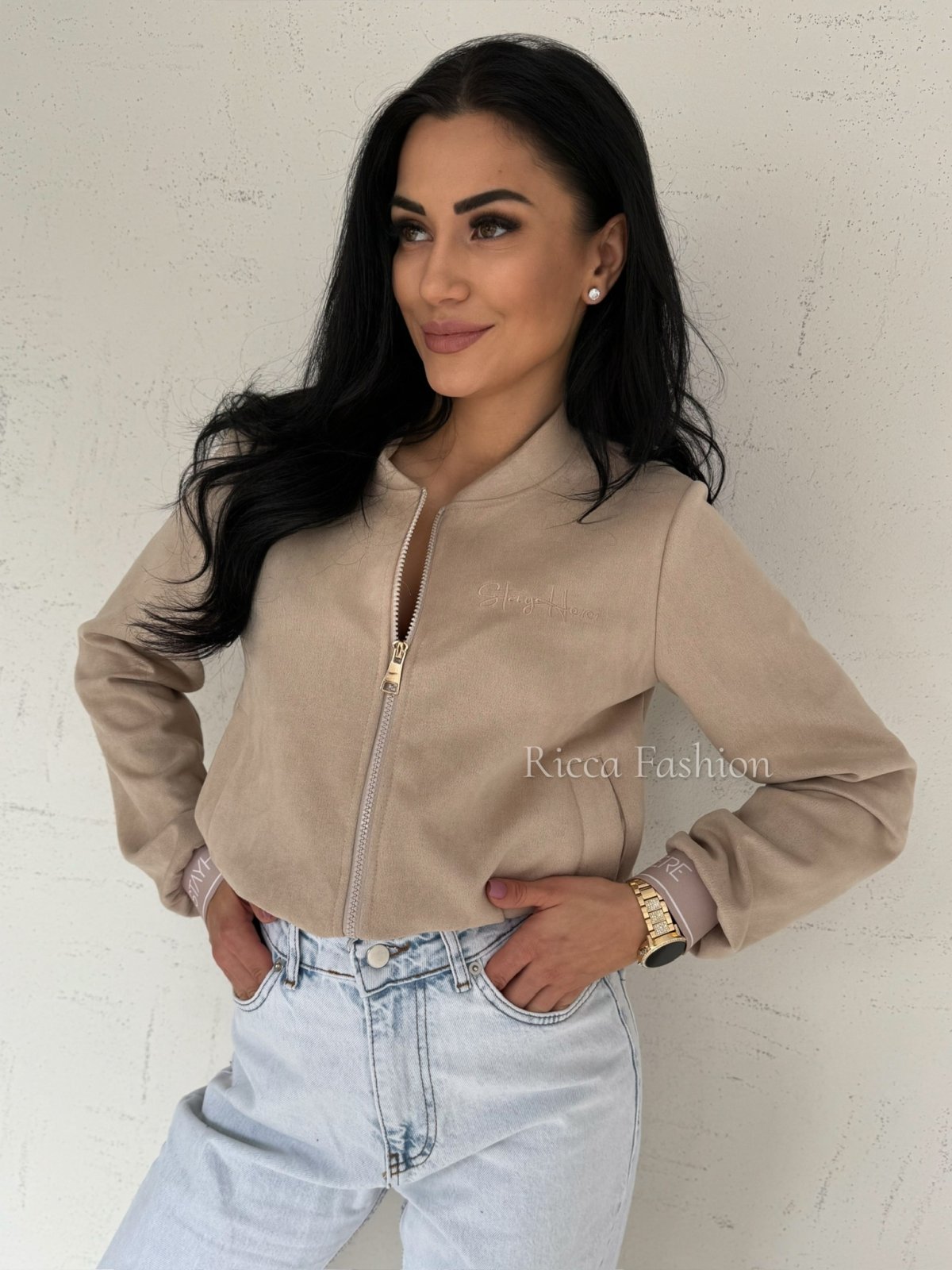 Bomberka zamszowa ELETTA, beige