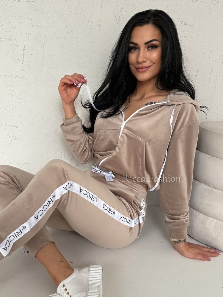 Komplet welurowy ANGEL by Ricca, taupe