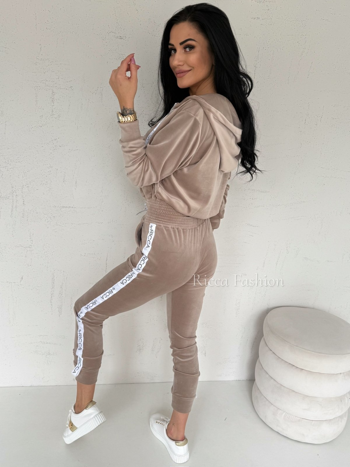 Komplet welurowy ANGEL by Ricca, taupe