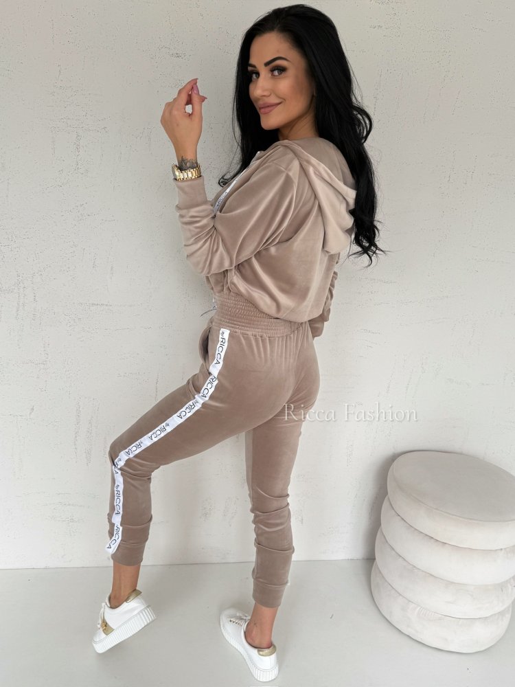 Komplet welurowy ANGEL by Ricca, taupe