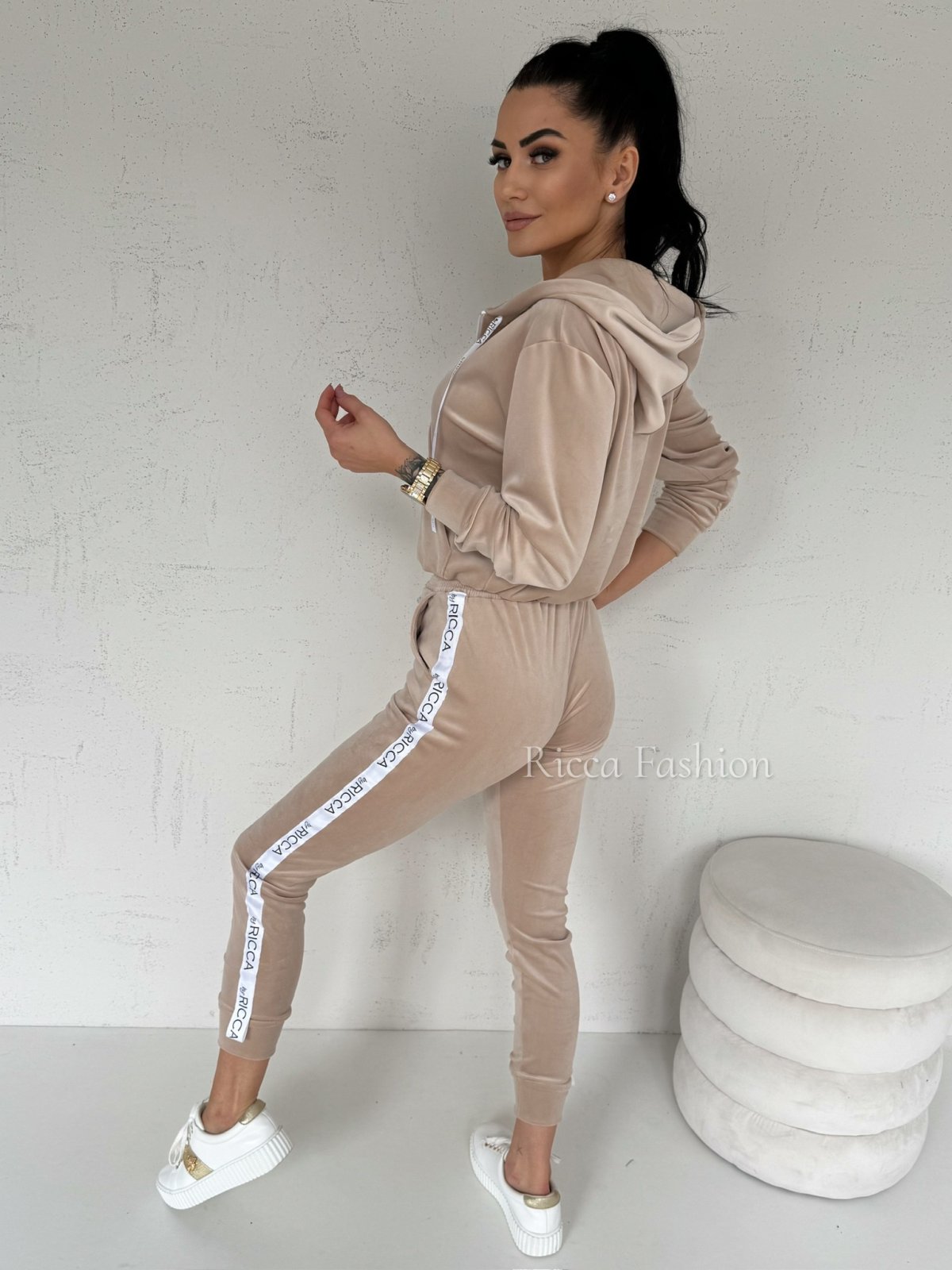 Komplet welurowy ANGEL by Ricca, beige