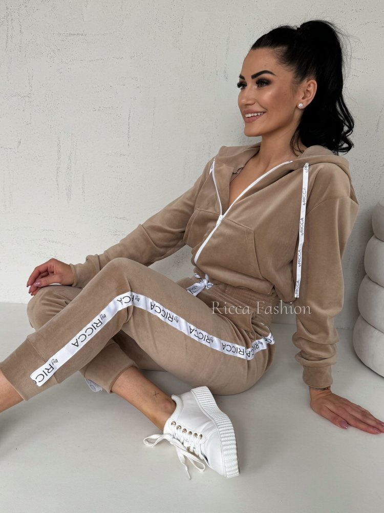 Komplet welurowy ANGEL by Ricca, light carmel