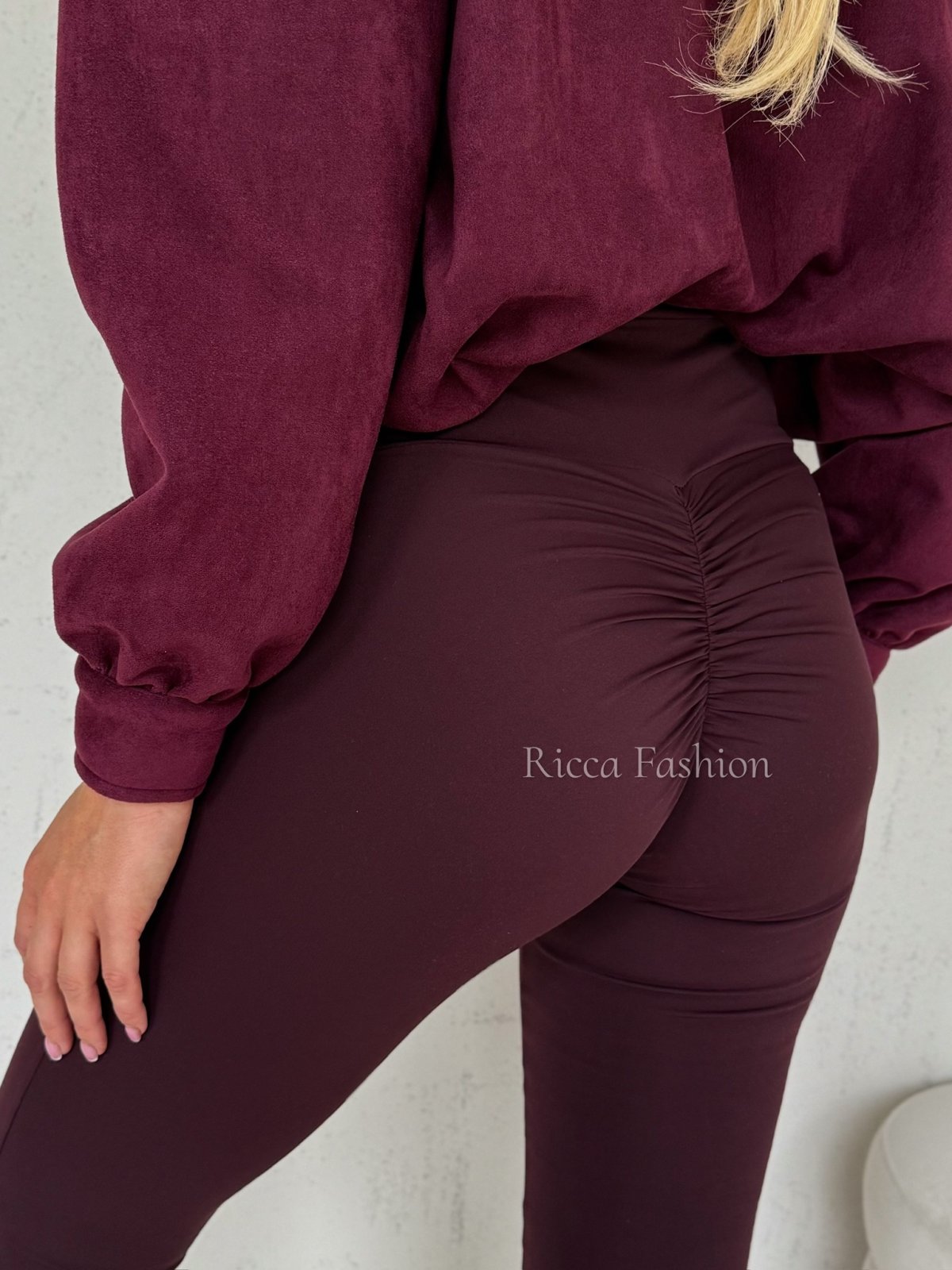 Legginsy z lycry ROMI by Ricca, burgund