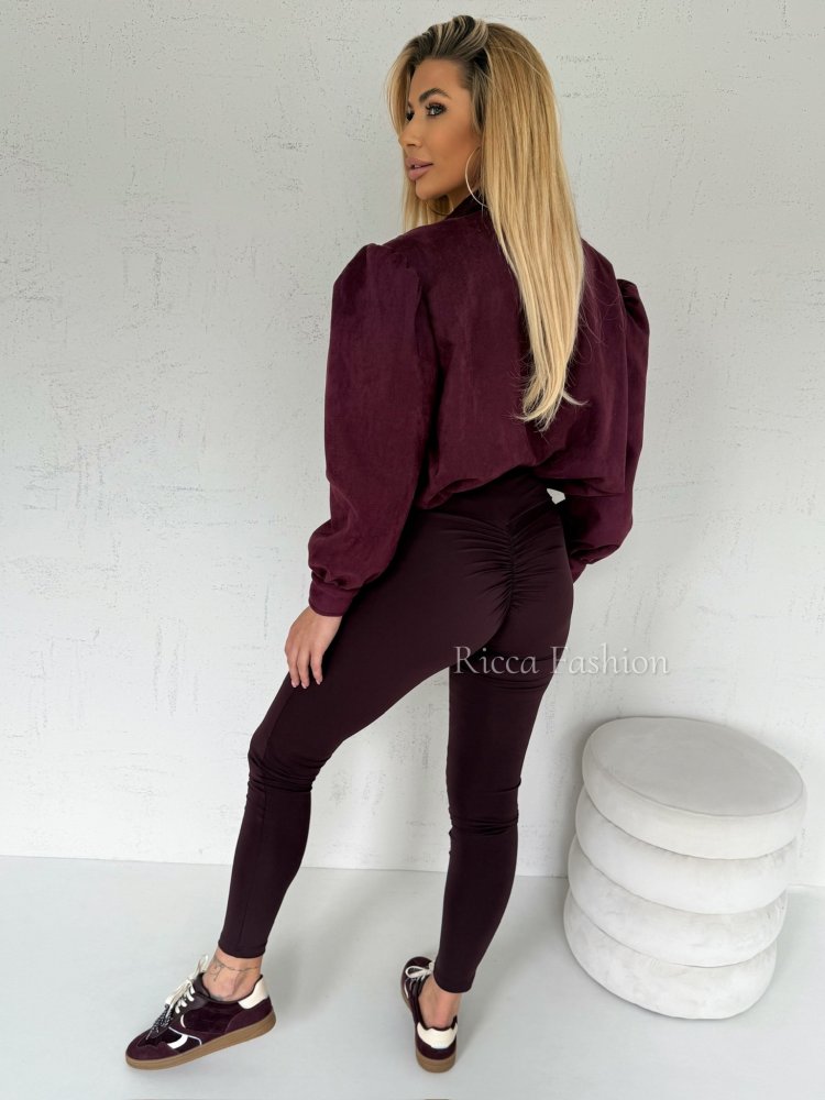 Legginsy z lycry ROMI by Ricca, burgund