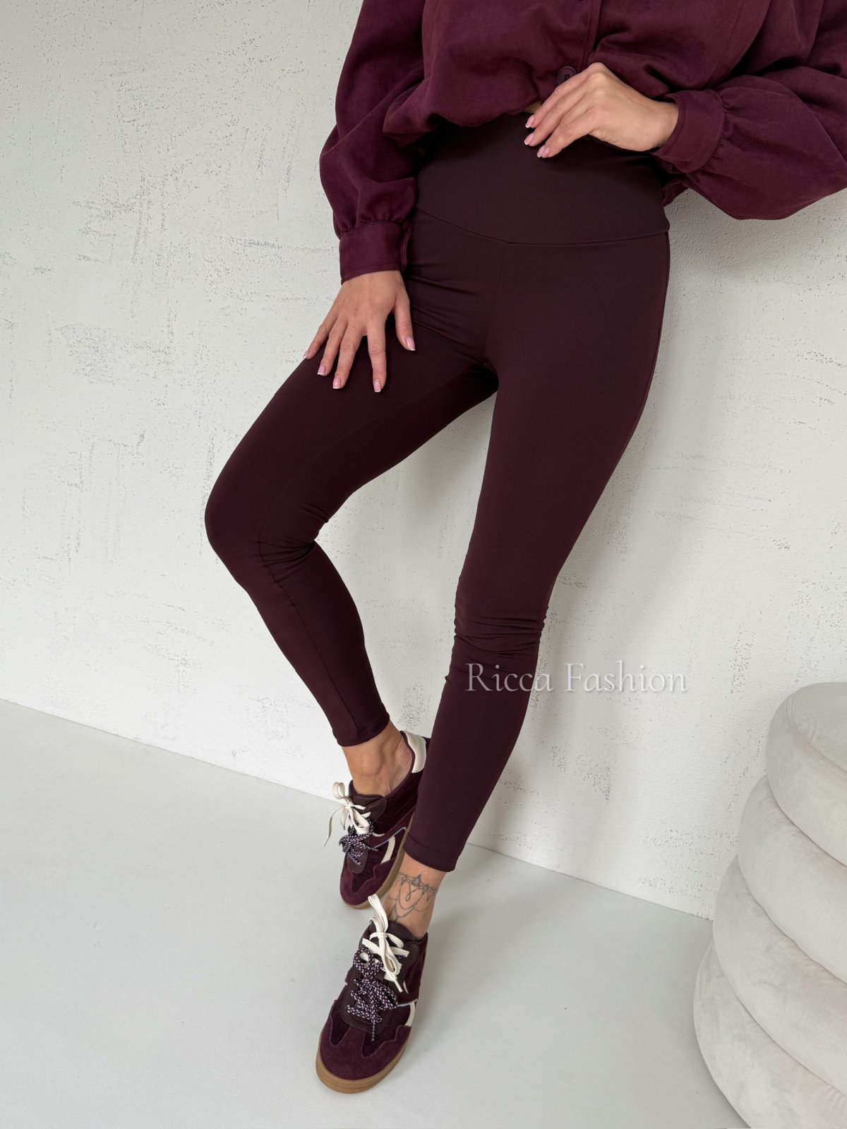 Legginsy z lycry ROMI by Ricca, burgund