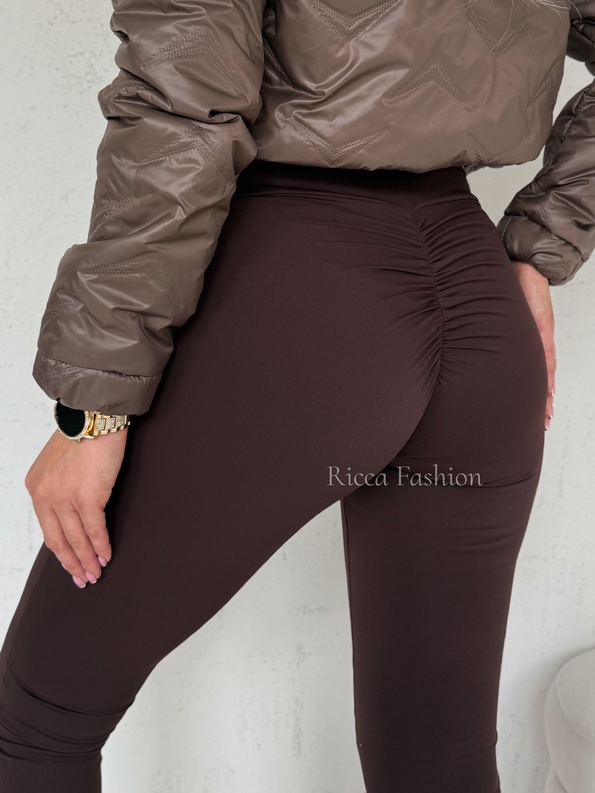 Legginsy z lycry ROMI by Ricca, chocolate