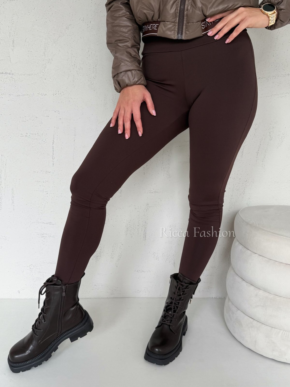 Legginsy z lycry ROMI by Ricca, chocolate