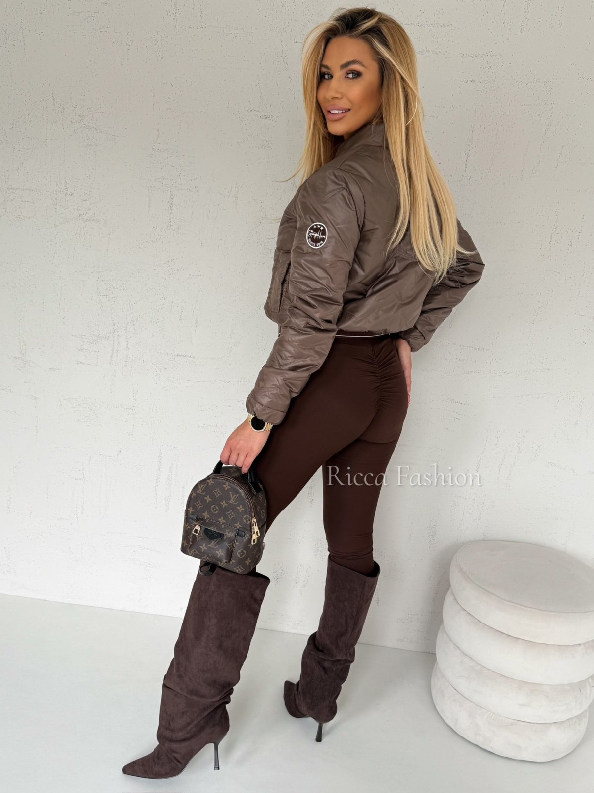 Legginsy prążkowane ROMI by Ricca, chocolate