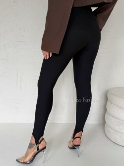 Legginsy prążkowane z zapiętkami NOXI, black