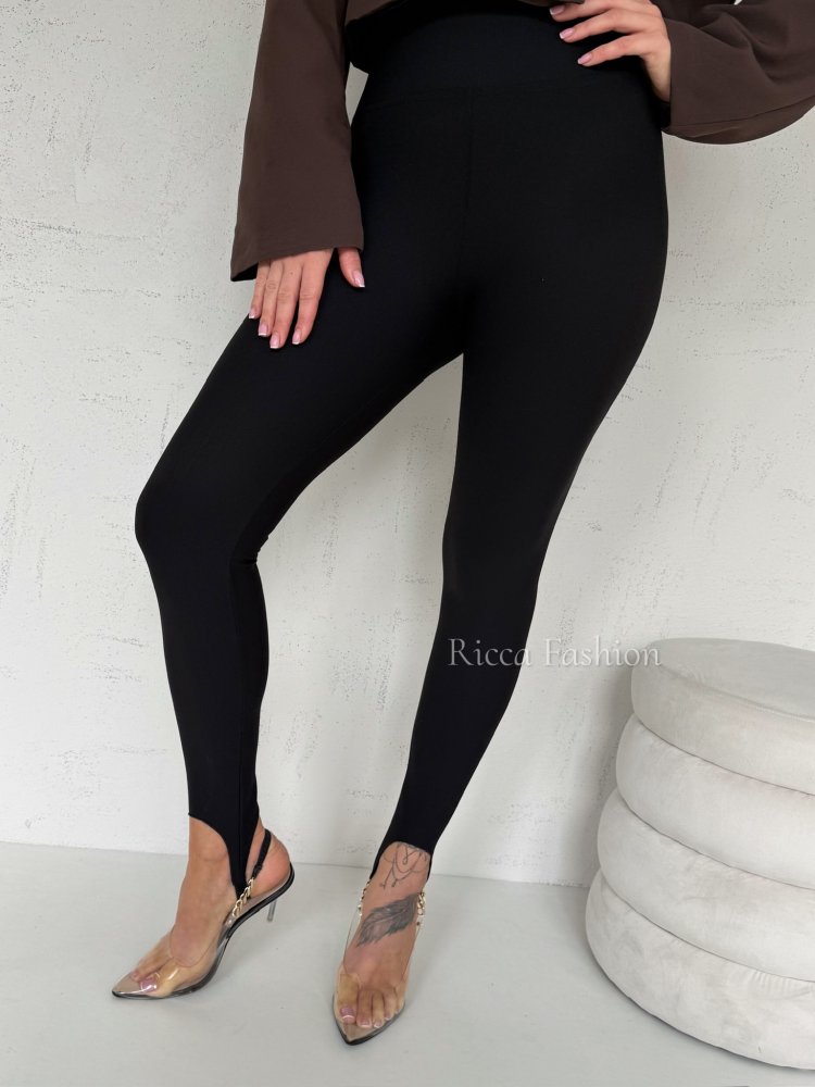 Legginsy prążkowane z zapiętkami NOXI, black