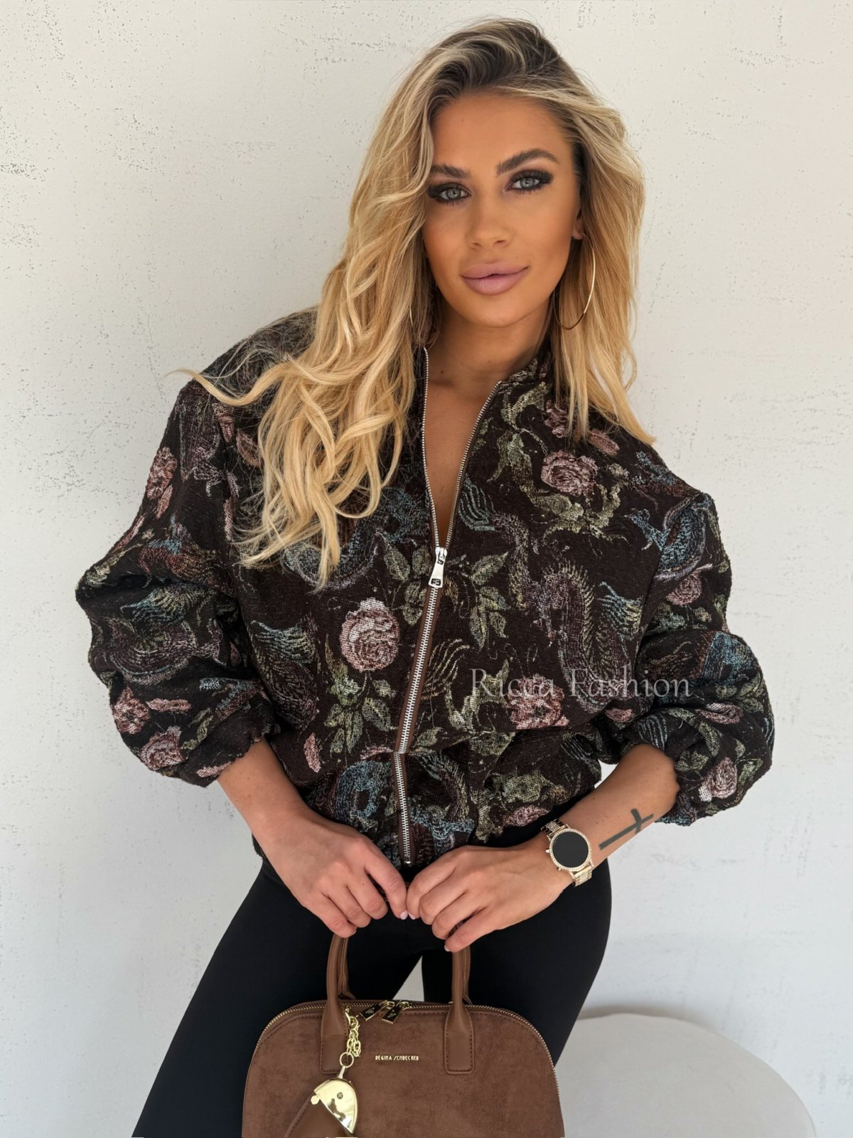 Bomberka strukturalna AMBER, chocolate/roses