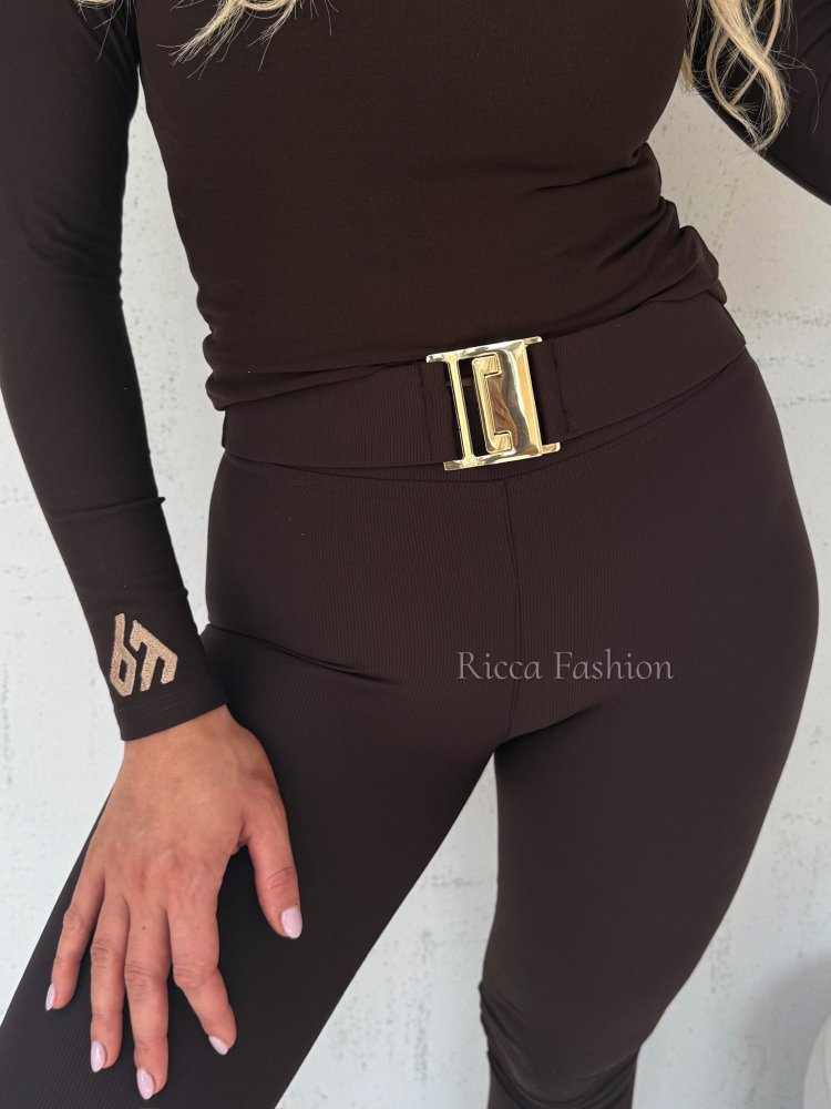 Legginsy prążkowane CALOR, chocolate