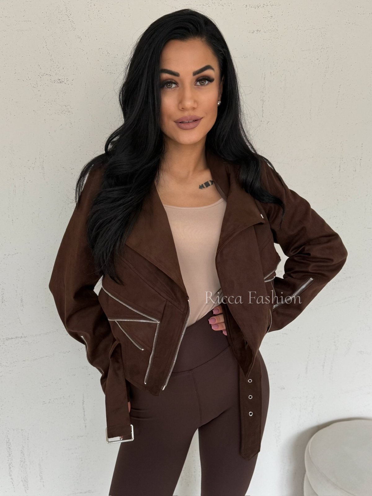 Ramoneska zamszowa JANELLE, chocolate