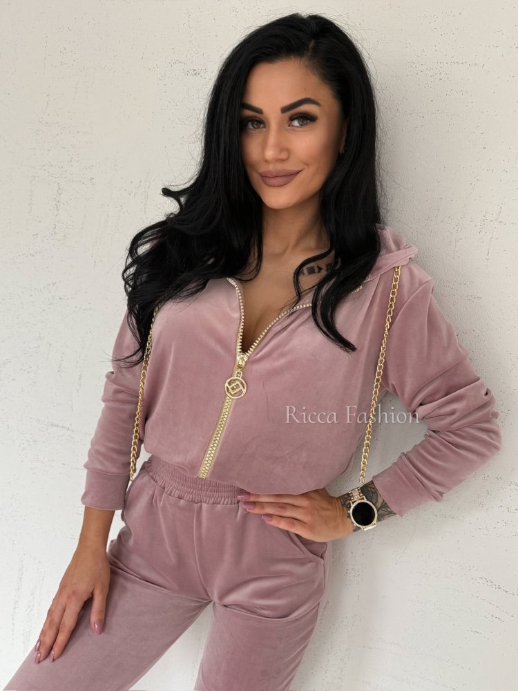 Komplet welurowy FAMOUS by Ricca, powder