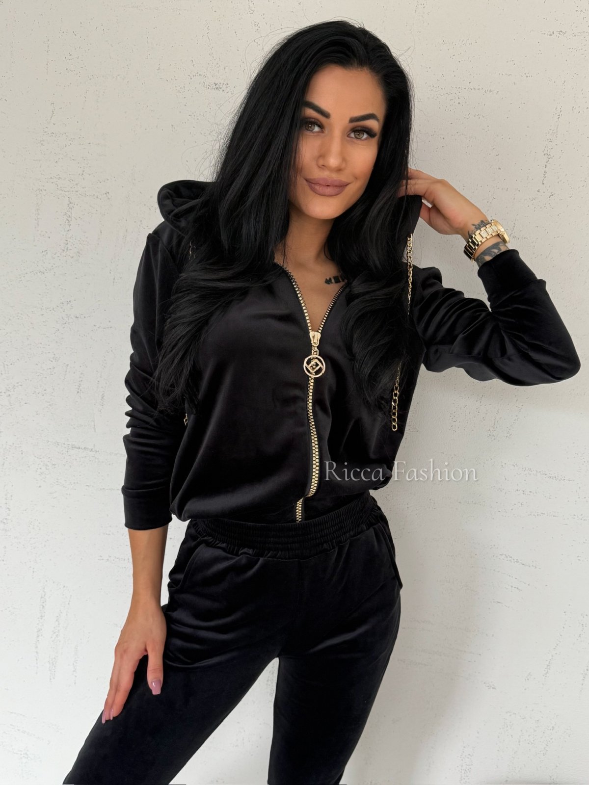 Komplet welurowy FAMOUS by Ricca, black