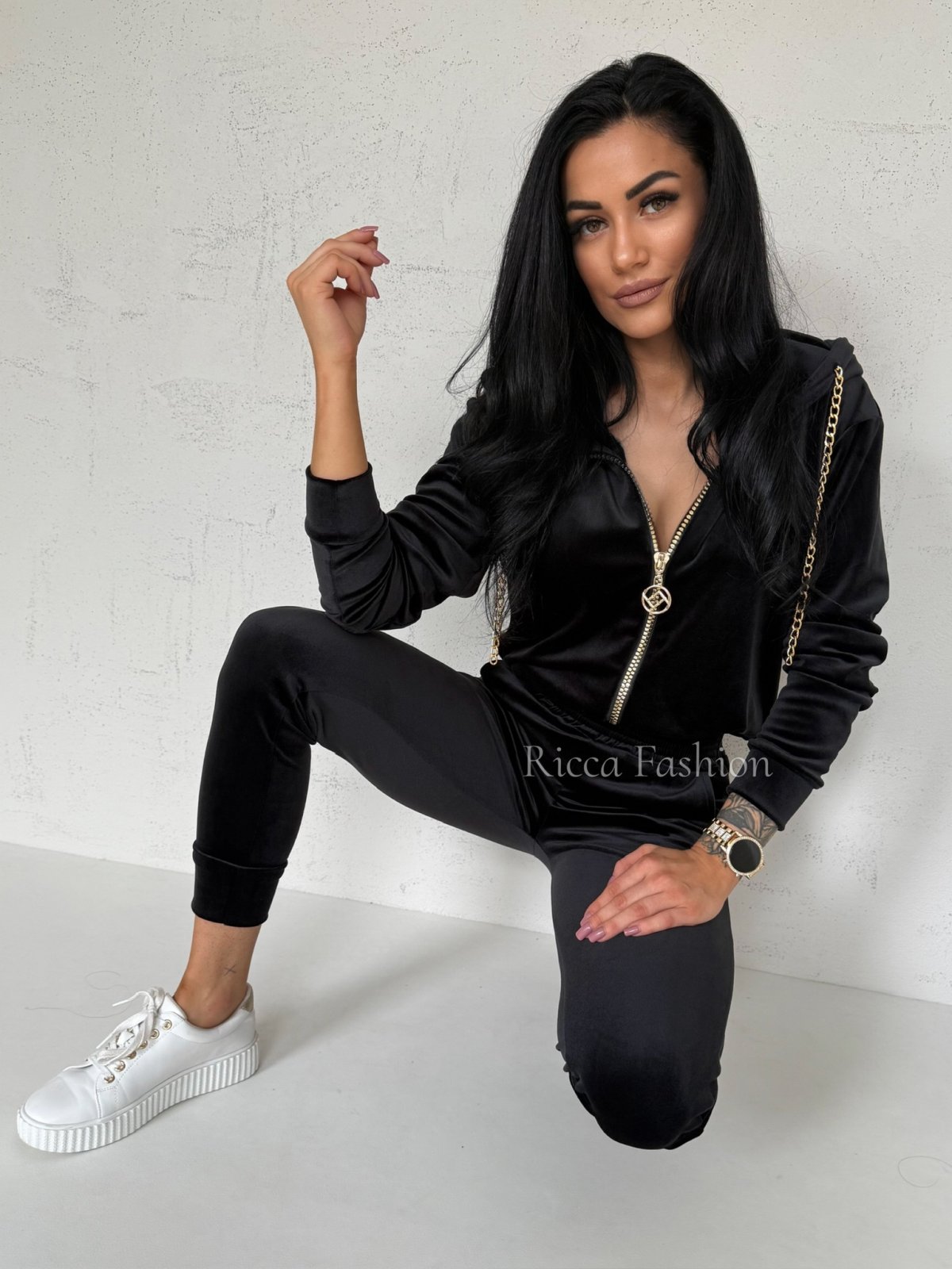 Komplet welurowy FAMOUS by Ricca, black