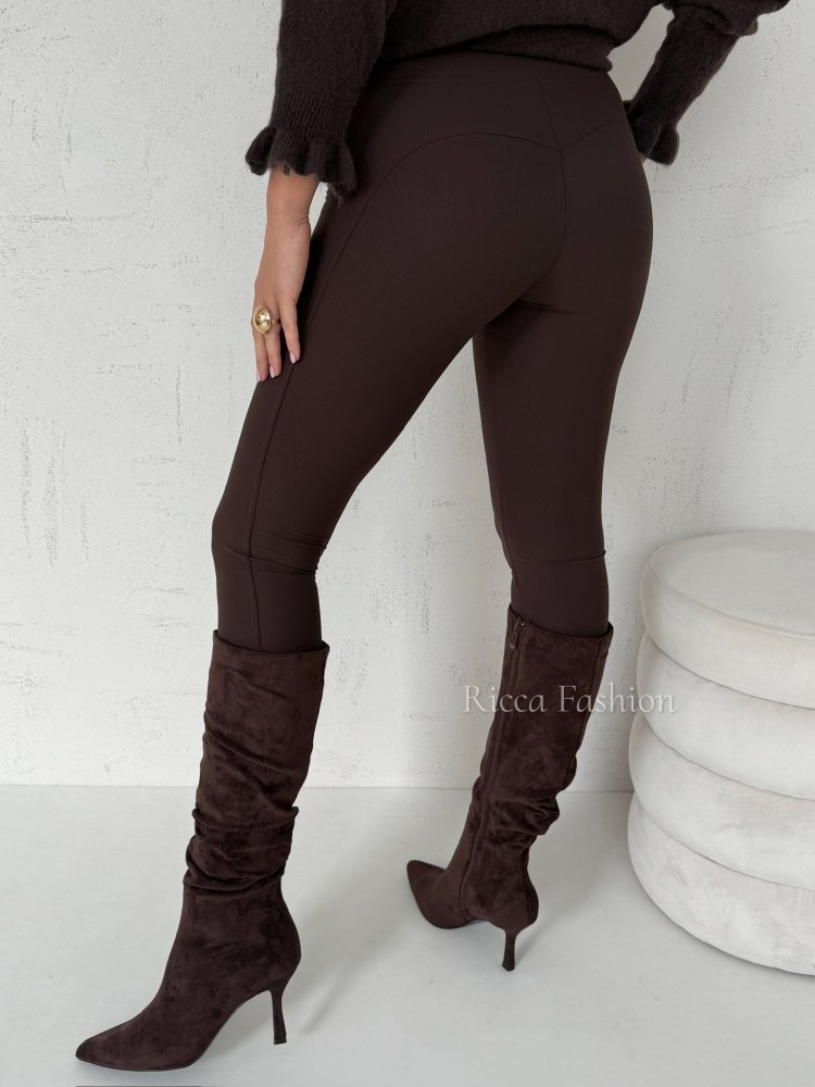 Legginsy prążkowane CASADEI push up, chocolate