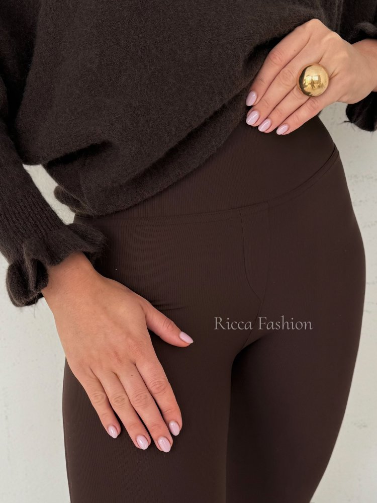 Legginsy prążkowane CASADEI push up, chocolate