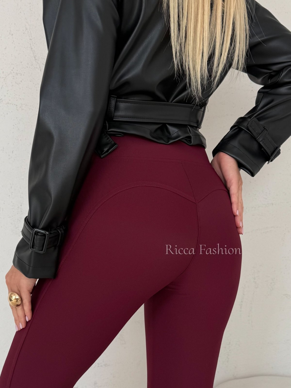 Legginsy prążkowane CASADEI push up, bordo