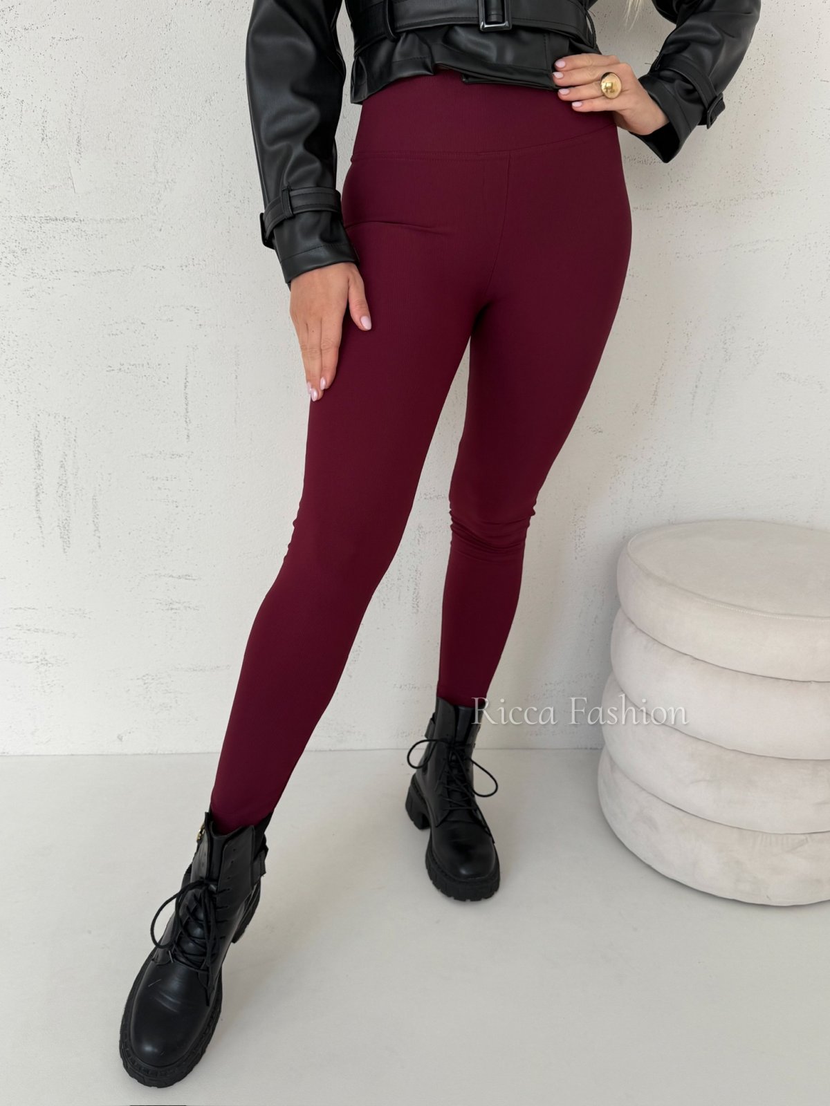 Legginsy prążkowane CASADEI push up, bordo