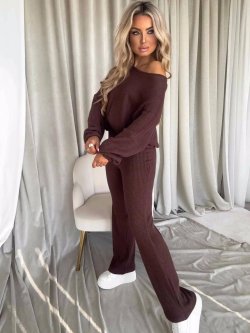 Komplet z bawełną I'M ANGEL, czekoladowy