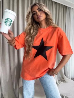 T-shirt dekatyzowany STAR, pomarańczowy
