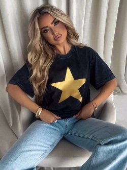 T-shirt dekatyzowany STAR, czarny