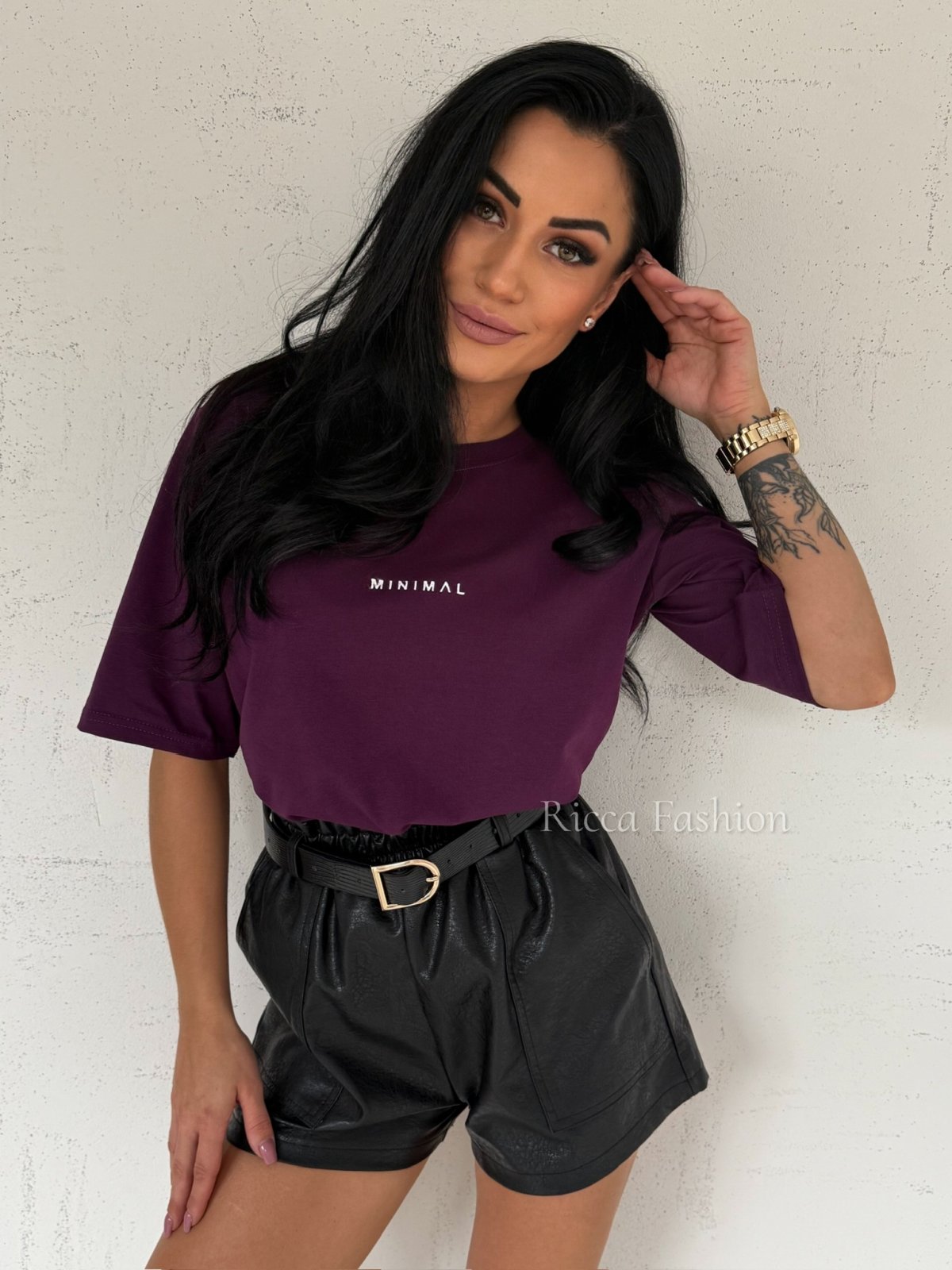 T-shirt MINIMAL, plum