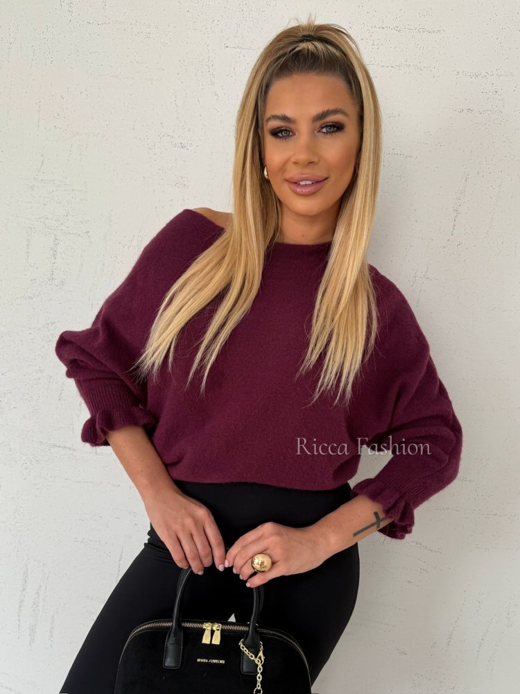 Sweter z wełną BERNARDO, plum