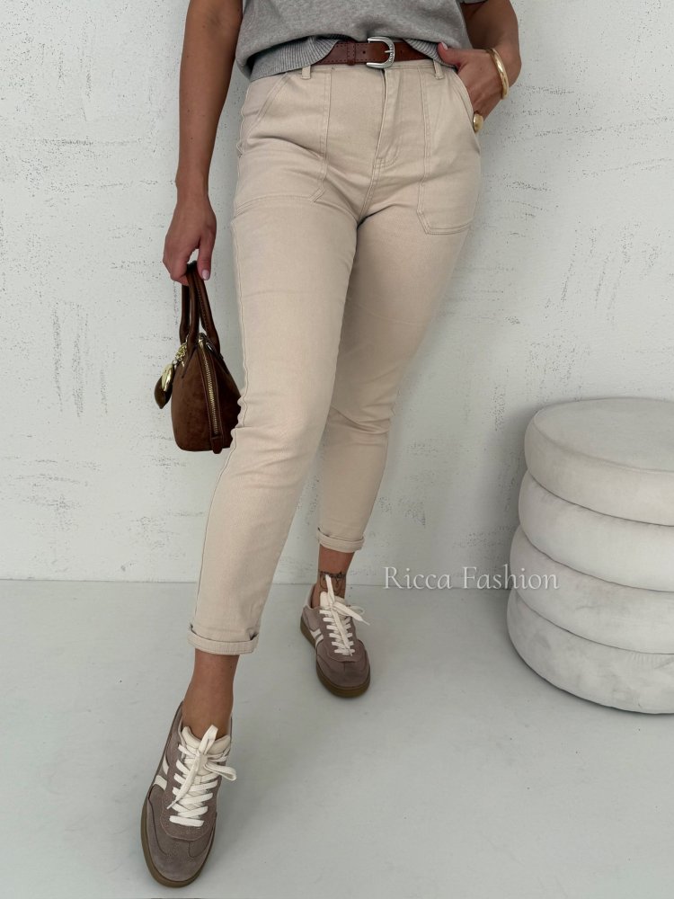 Spodnie mom fit YOKO, beige